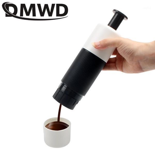 

dmwd mini hand pressure portable coffee machine cooking cup manual 21 bar italian espresso maker extraction pot1