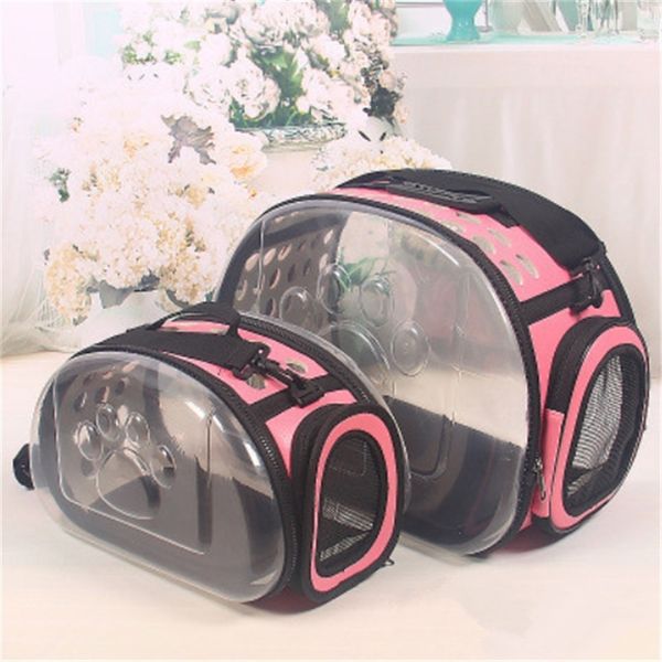 Bolsa transportadora para gatos Gaiola Mochila de transporte Cão Bolsa para gatos de viagem para animais de estimação portátil respirável transportadora transparente Mochila para gatos LJ201225