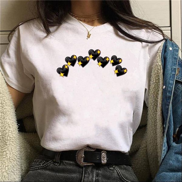 

summer fashion love heart women t shirt harajuku short sleeve funny t shirt cute cartoon printed tees female clothing, White