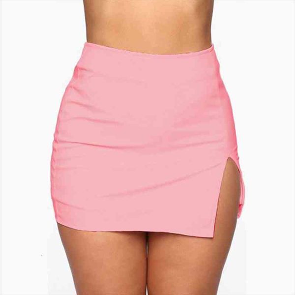 

summer fashion skirt retro women high waist short a line skirts solid color office lady bodycon mini skirts, Black