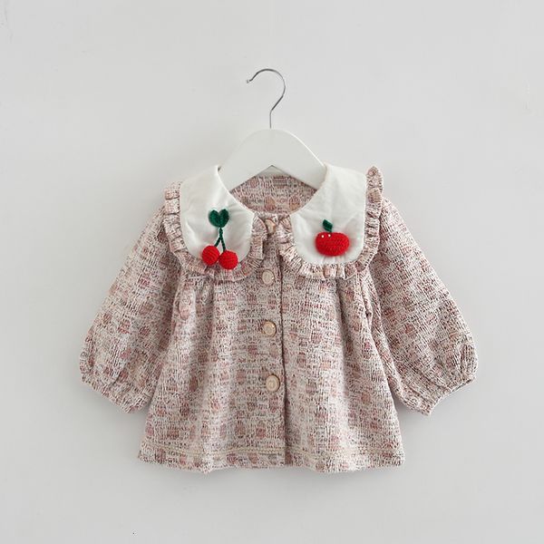 

2021 new spring coats newborn lantern sleeve baby girls infant clothes for children outwear with cherry 0-2y zk9h, Blue;gray