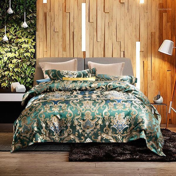 

bedding sets silk egypt cotton jacquard fantastic color set duvet cover bed sheet pillowcase  king size 4pcs1
