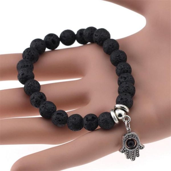 

beaded, strands lnrrabc 2021 men jewelry natural stone beads buddha pendant bracelet diy women stretch gift, Black
