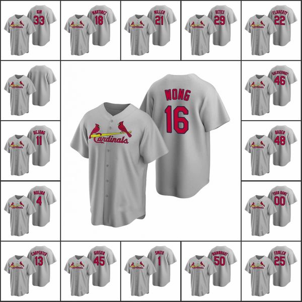 

st. louis cardinals #4 yadier molina 22 jack flaherty 50 adam wainwright men women youth custom gray replica road jersey, Black