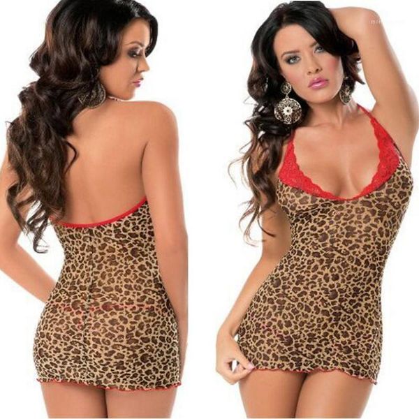 

bras sets deep v neck leopard lace lingerie sheer babydoll baby doll dress underwear erotic sleepwear nightdress strap sleepdress1, Red;black