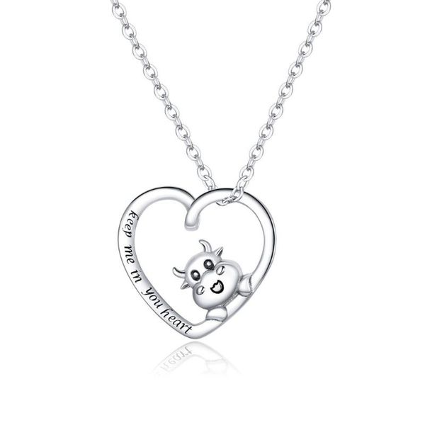 

chains fashion s925 sterling silver love bull pendant necklace female cute animal lettering 925 solid