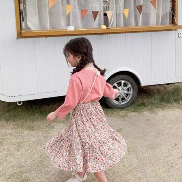 

summer girls floral ruffled printed elegant temperament chiffon pettiskirt skirt y200704