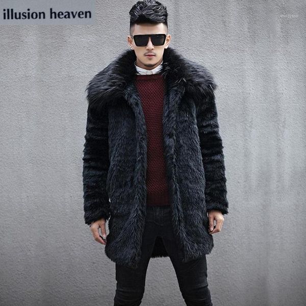

2018 new men's lapel coat men winter coat faux fur men mens winter trends1, Black