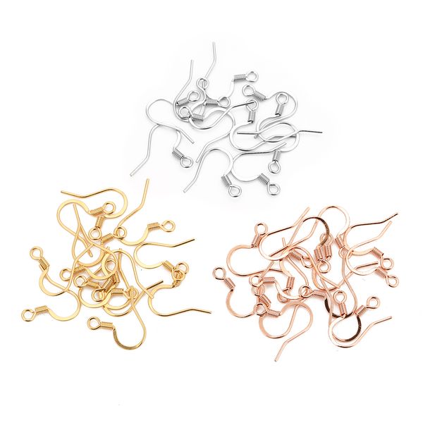 

50pcs/lot 316l surgical stainless steel 0.7x15mm gold rose gold silver tone ear wire fish hook diy earring clasp jewelry finding, Blue;slivery