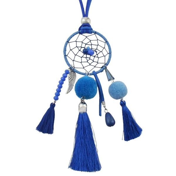 

5 color bohemian dream catcher necklace net pompon ball thread tassel statement necklace for women chain jewelry, Silver