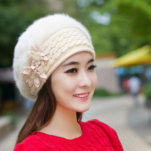 

beanie/skull caps 2021 beanies women's winter hats girl knitted bonnet brand ski wool fur sports beanie skullies hat, Blue;gray