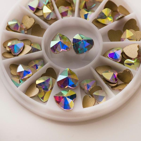 

nail art decorations heart shape 20pcs non fix strass rhinestones for nails charms glue on crystal diamonds diy crafts accessories, Silver;gold