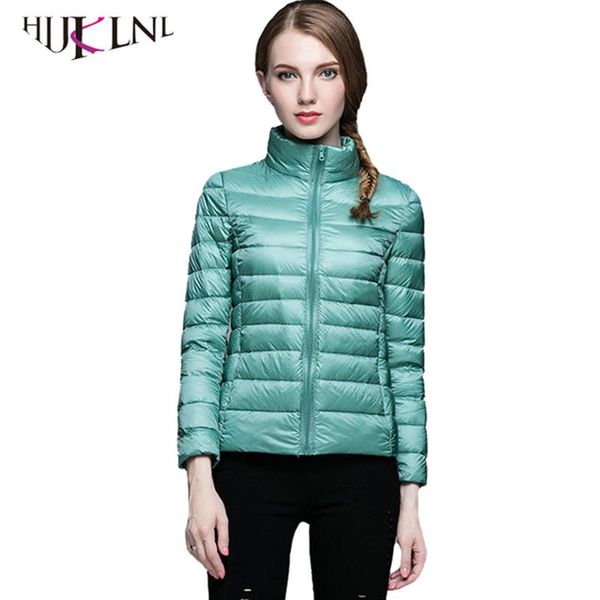 

hijklnl women winter coat new ultra light white duck down jacket slim women puffer jacket portable windproof down coat yr064, Black