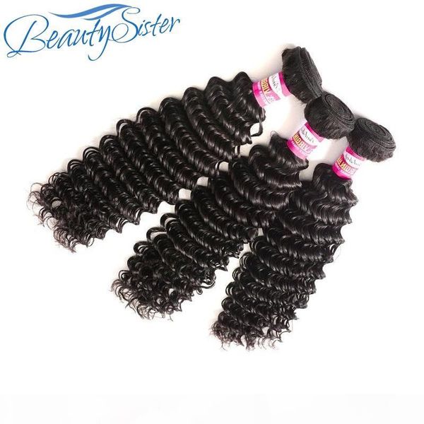 

beautysister indian hair deep wave human hair weave bundles remy 3 piece 300g lot natural color 10-30inch cut from one donor, Black