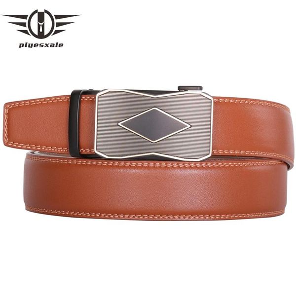 

2020 genuine leather mens belt for jeans automatic buckle brown black red green belt men cowboy waist g169, Black;brown