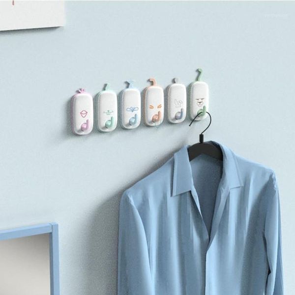 

hooks & rails 6pcs/set strong adhesive wall seamless cute decor animal hangers organizer for kids1