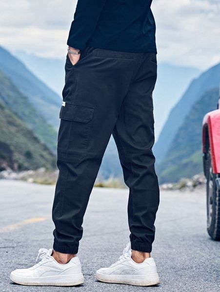

men pocket side cargo pants n8wg#, Black