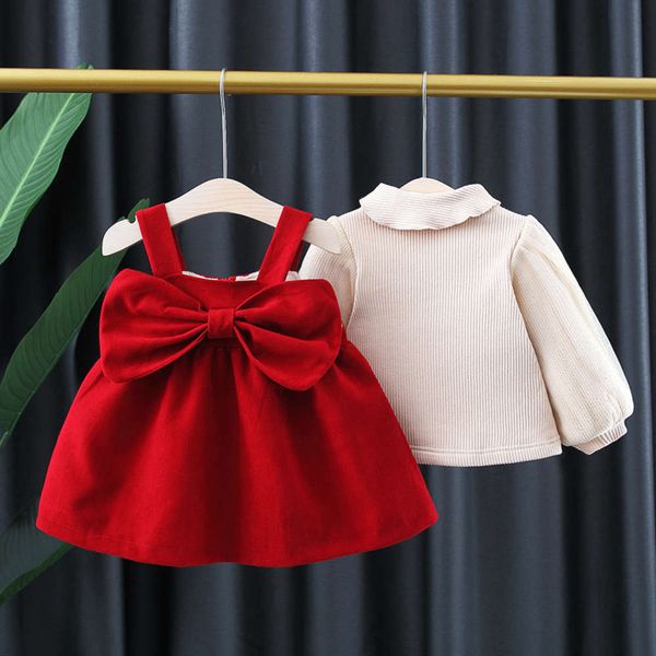 

bow with new winter girl's sweet drs tie and ftive red skirt 2pm9, Red;yellow