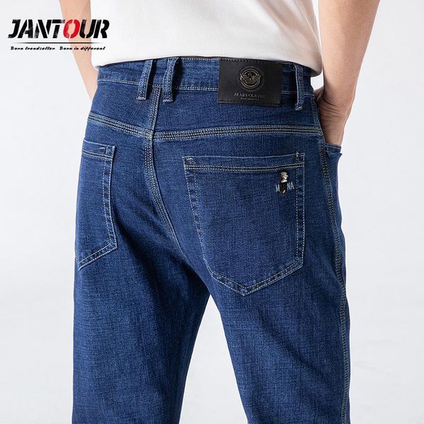 

jantour blue classic style men's business jeans 2020 new fashion slim straight stretch denim trousers male brand pants pantalon1