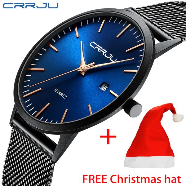 

смотреть, mens watch, crrju ультра тонкие часы минималистские моды простые наручные часы аналоговая дата с мешкой из нержавеющей стали 20121, Slivery;brown