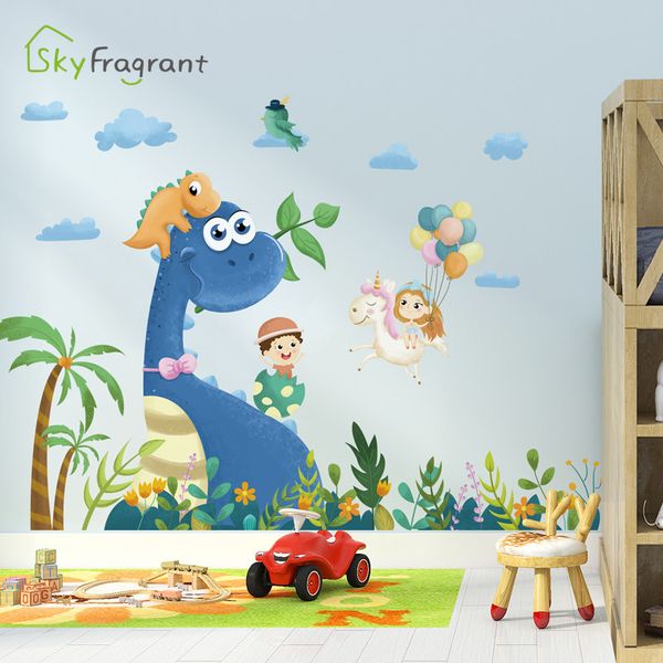 

creative cartoon dinosaur boys room decoration self-adhesive bedroom wall home decor stickers for kids rooms q1215