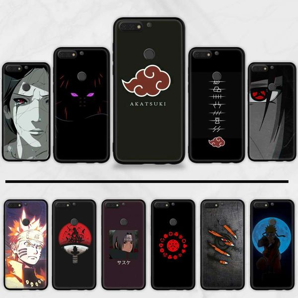

black soft shell digned for huawei honor 7c 7a 8x 8a 9 10 10i lite 20 nova 3i 3e with naruto akatsuki's cloud symbol