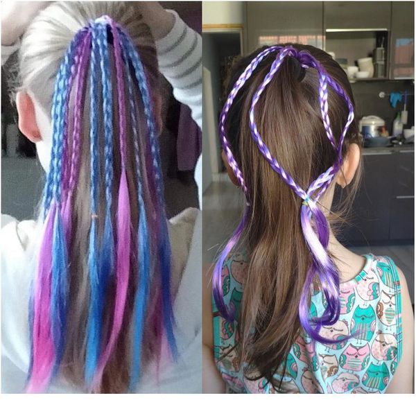 

1pc girls hair ring wigs ponytail holder elastic headbands kids scrunchie rubber bands twist braid rope hair ornament jlllav