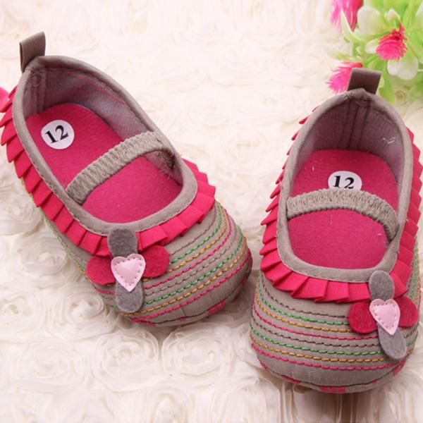

first walkers cotton cloth four-flower baby shoes striped slip-on kids toddler