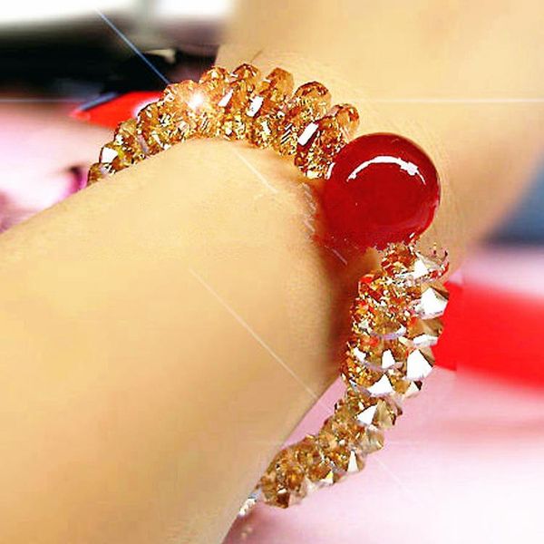 

fashion 5a natural red bracelet female handmade austrian crystal headgear, Black