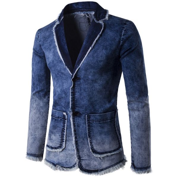 

spring casual blazers men slim fit vintage denim jacket blazers new single breasted blue male blazers terno masculino, White;black