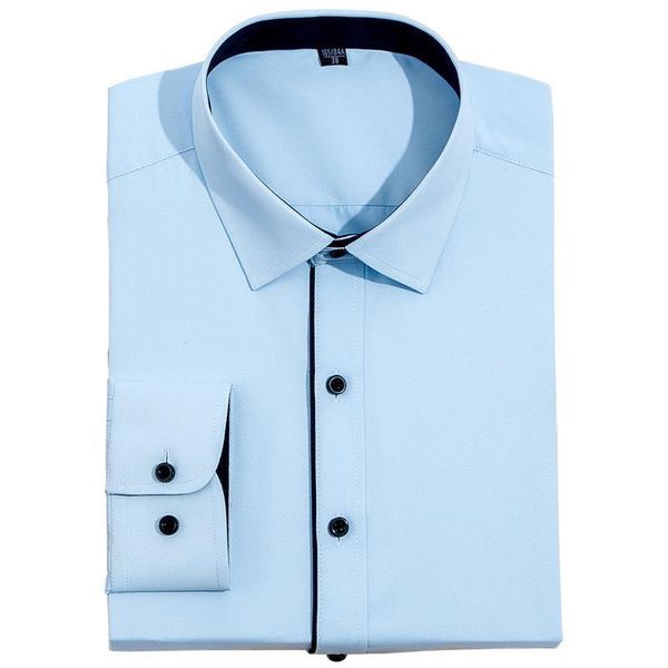 

men's long sleeve contrast placket dress shirts casual standard-fit work office formal business solid twill button up shirt, White;black