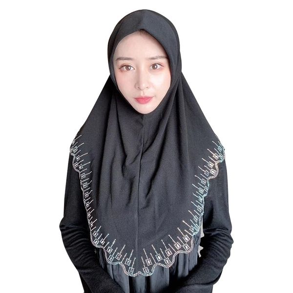 

muslim headscarves malaysia solid rhinestones cut handmade hemp chiffon convenient towel head scarf women y201024, Blue;gray