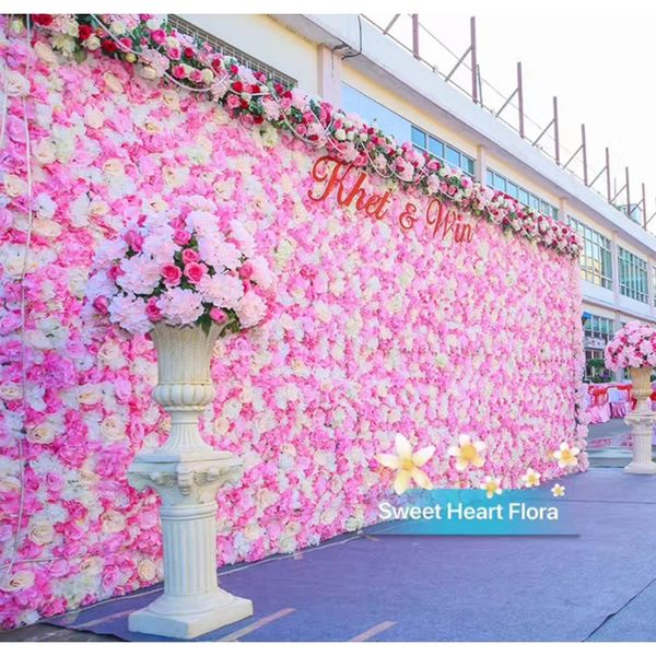 

40x60см искусственные цветочные панели свадебные украшения шелковый цветочный фон шампанское роуз поддельные цветы гортензия стена фон f bby