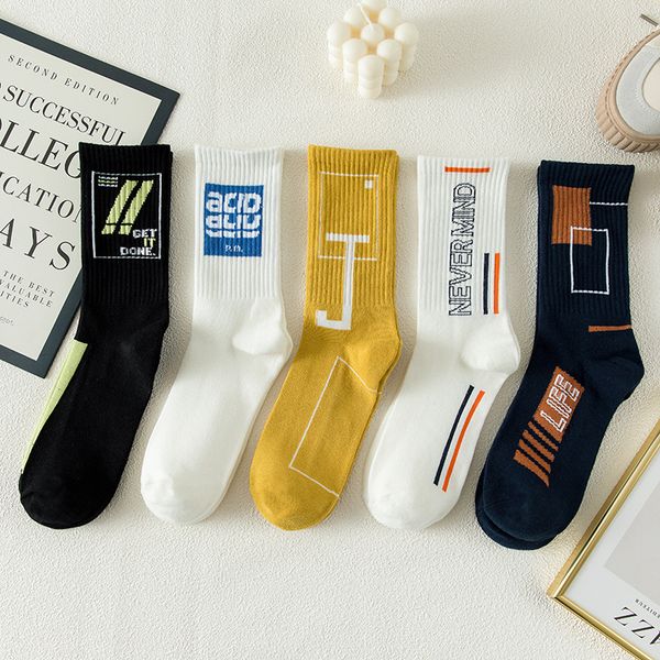

godlikeu socks men's medium length stockings basketball trendy couple socks, Black