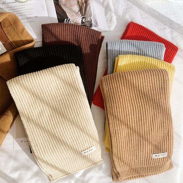 

autumn and winter new brand pure color knitted wool scarf for boys and girls students couples to wear thickened warm neck klwe, Blue;gray