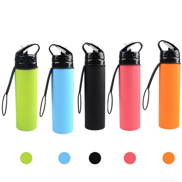 

creative 600ml silicon water bottle foldable portable outdoor sport kettle modern fashion multi function cup a05