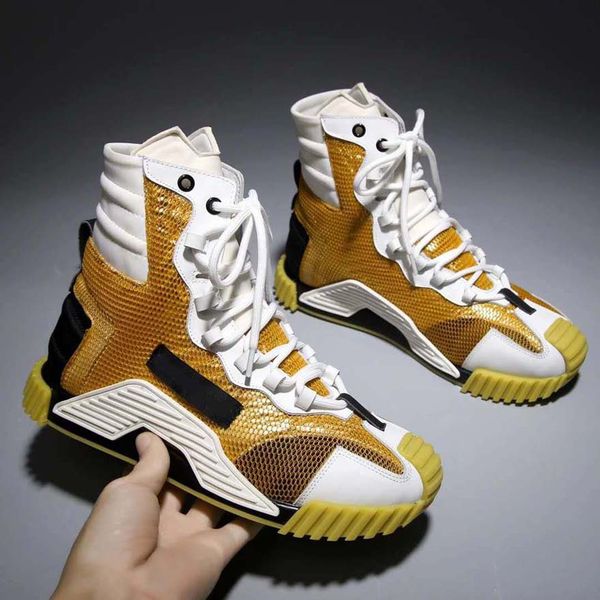 

fashion quality real leather handmade multicolor gradient technical fabric sneakers men women casual shoes 012 d320 02, Black