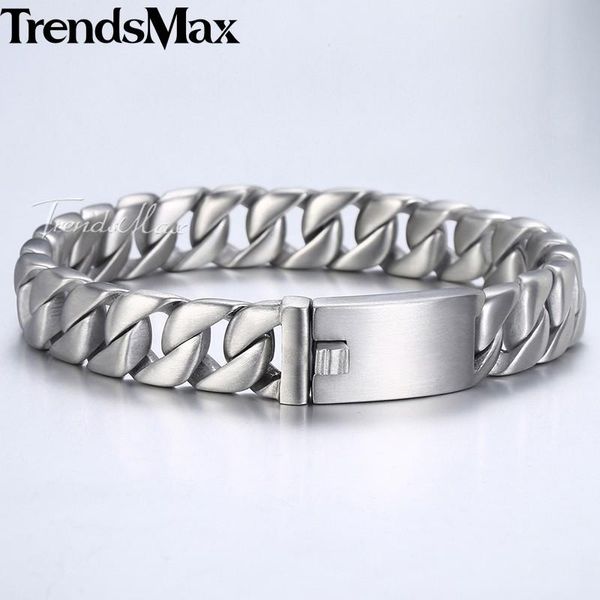 

men's bracelet curb cuban link chain 316l stainless steel bracelet for male jewelry 2020 gift dropshipping wholesale 11mm khb162, Black