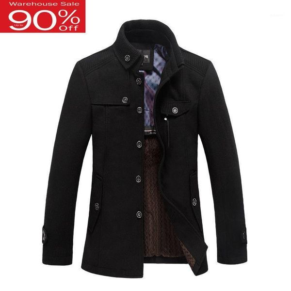 

drop shipping men's windbreaker jackets 2020 winter 3xl thick coats stand-up collar wool casual black single breasted clothing1, Black;brown