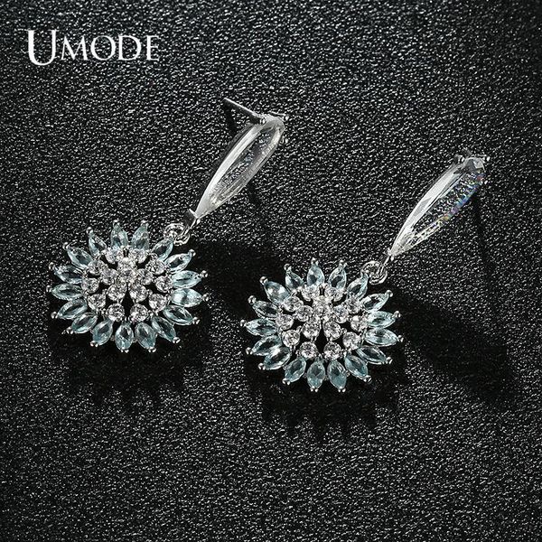 

dangle & chandelier umode est cz zirconia crystal flowers drop earrings for elegant women bridal wedding jewelry party earring gift ue0704, Silver