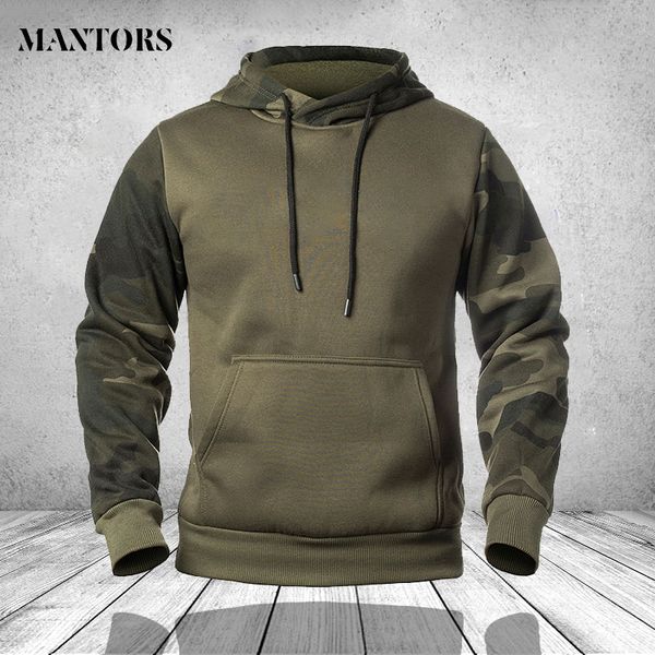 

contrast hoodies men fashion long-sleeve pullover fleece hoodie with kanga pocket sweatshirt male military patchwork outwear 4xl c1117, Black