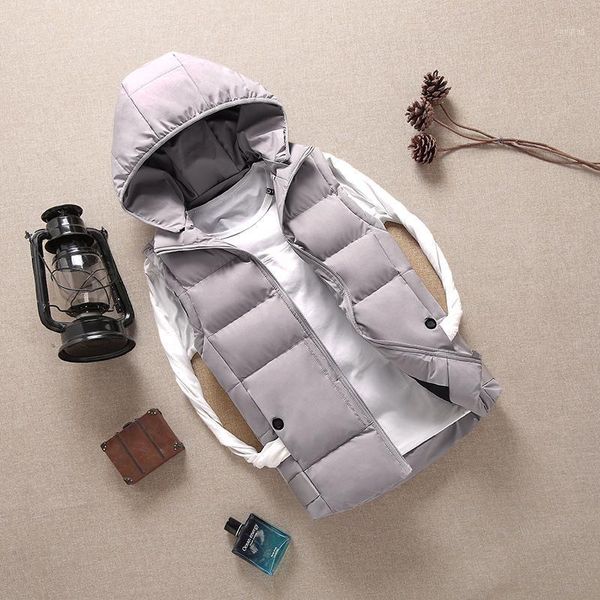 

mens vests autumn winter men's casual sleeveless jacket outer thicken fashion waistcoats large size hooded vests with pockets1, Black;white