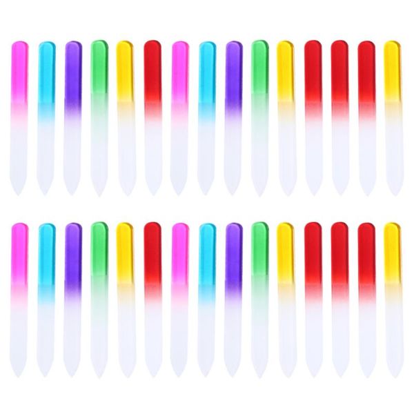 

30pcs crystal glass nail files professional nail buffer shine polisher manicure tools for home salon (mixed colors, 14cm)
