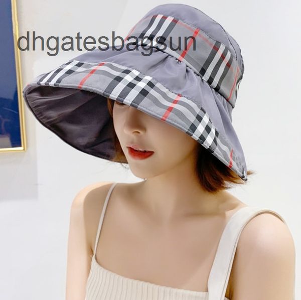 

brand cap and carves new summer sunscreen lattice empty hat foldable portable breathable big brim sun hat women's fashion 63yk, Blue;gray