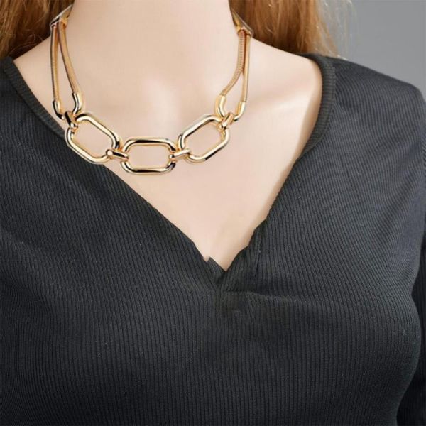 

chokers punk style simple exaggerated thick chain short necklace women's street retro woman fashion jewelry, Golden;silver