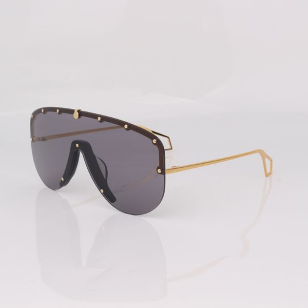 

square studded rimless mask sunglasses fashion oversize grey lens men eye wear