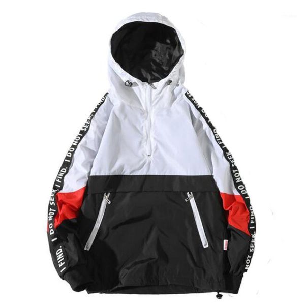 

hxroolrp men's jackets with zipper autumn hooded patchwork mixed color pullover streetwear outdoor sport coat pocket plus size1, Black;brown