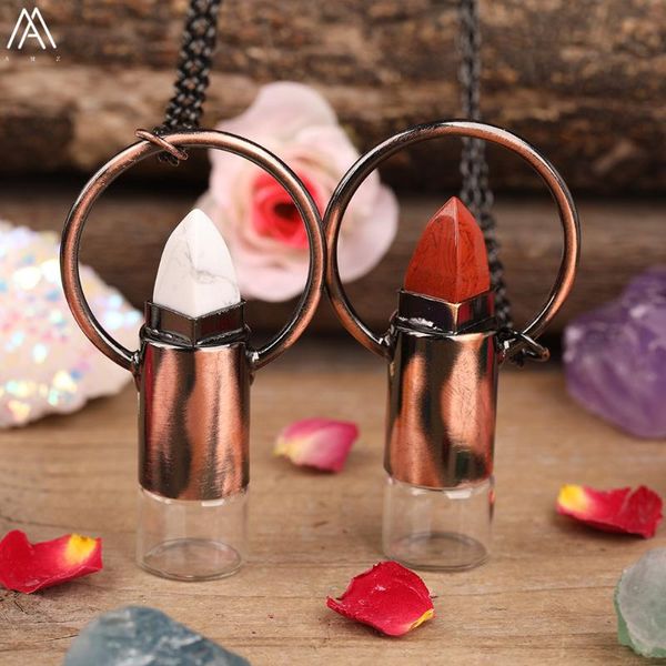 

2ml natural pink roses quartz stone bronze roll on perfume bottle pendant necklace women gemstones essential oil roller bottle, Silver