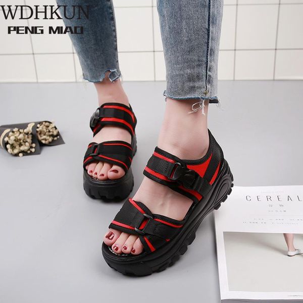 

wedges shoes woman 2021 zapatos de mujer summer women's high heel platform sandals brand new style girls shoes sandalias mujer, Black