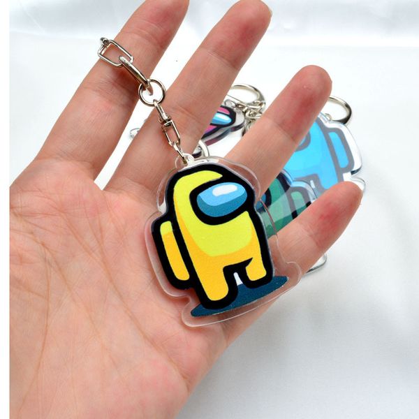 

us among us keychains astronaut new games among spaceman acrylic keychain for women men trinket jewelry key holder toy, Silver